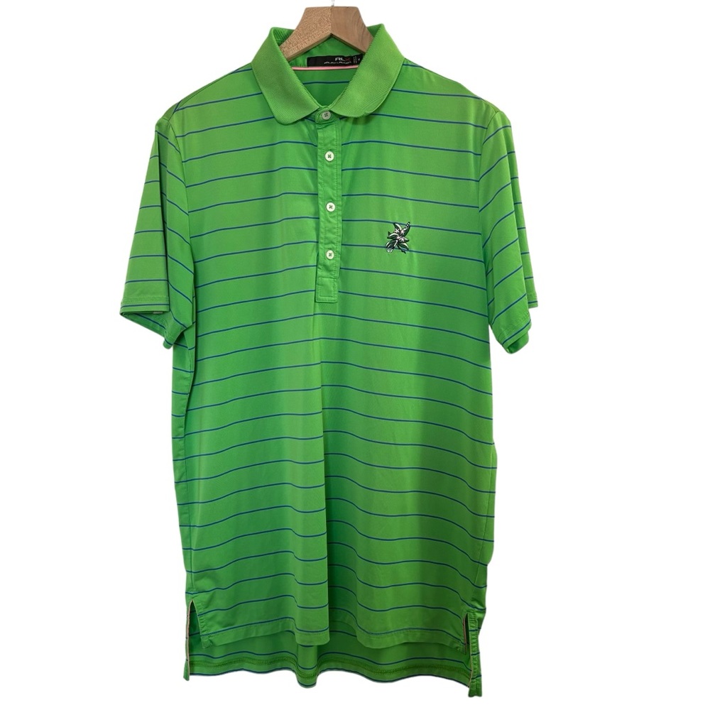 RLX Ralph Lauren Golf Polo HawaiianGolf Logo Green with Striped Shirt